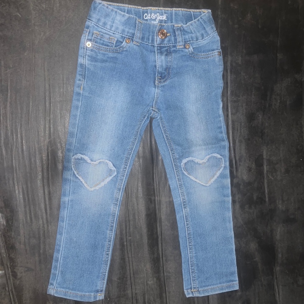Cat & Jack 3T skinny jeans with heart knees